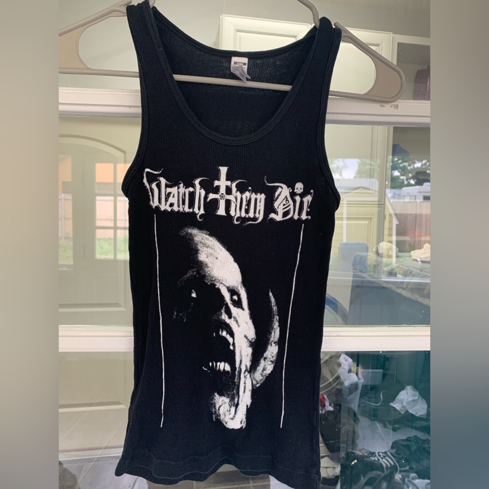 Black tank top.  “Watch Them Die” metal band. Women’s OS/M. American Apparel